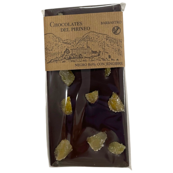 TABLETA CHOCOLATE NEGRO 80% CON JENGIBRE - Imagen 2