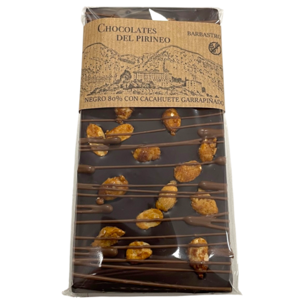 Tableta chocolate negro 80% con cacahuete garrapiñado