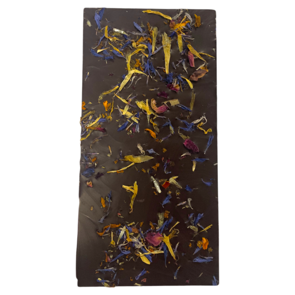 TABLETA CHOCOLATE NEGRO 80% CON MIX DE FLORES